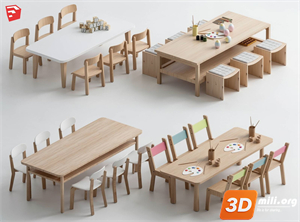 Kid's table and chairs Skp Files 
